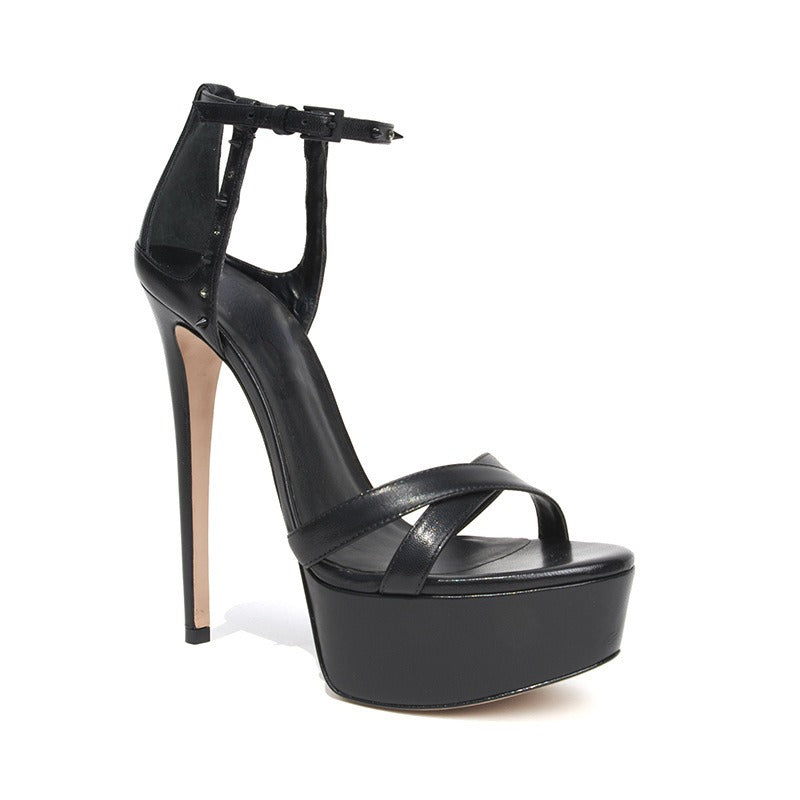 Oversized Platform Rivet Heel Sandals