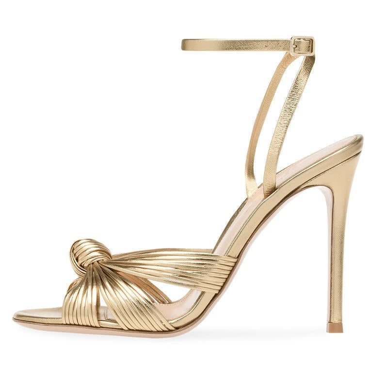 Light Gold PU Slim High Heels