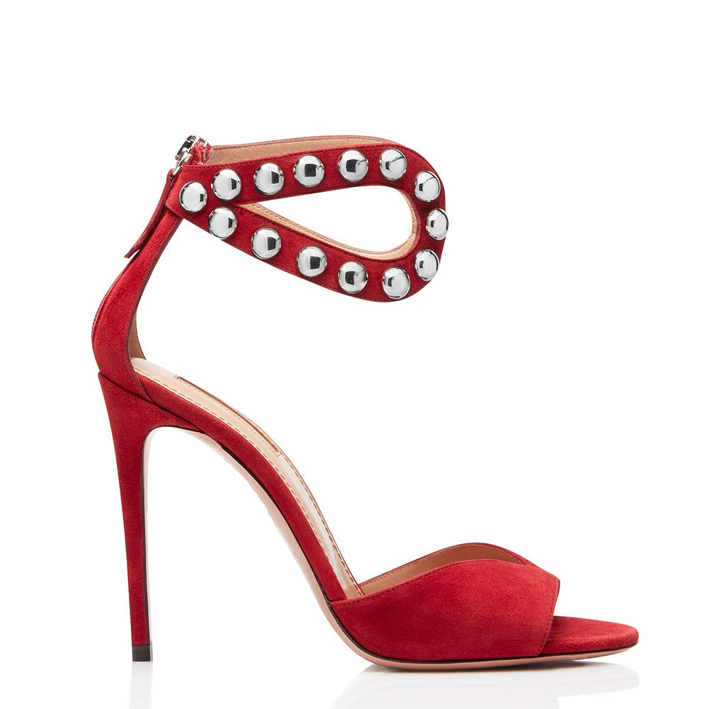 Black Red Rivet High Heels