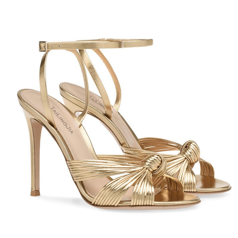 Light Gold PU Slim High Heels