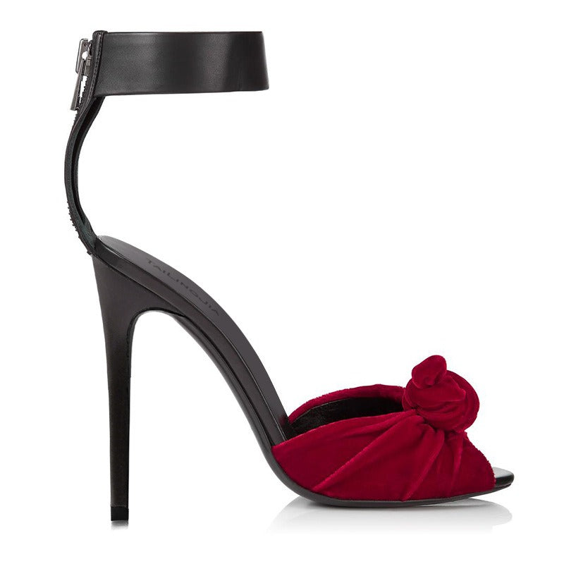 Red Black Velvet High Heels